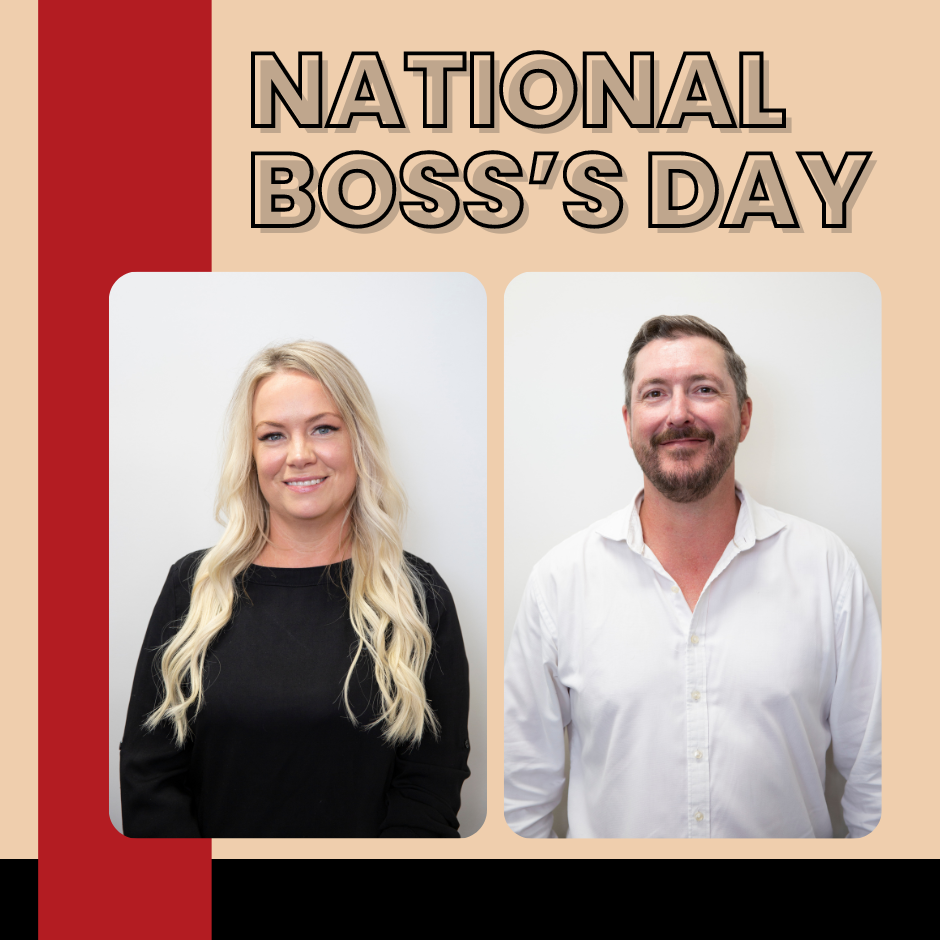 Brown & Red Black Modern Boss Day Cards